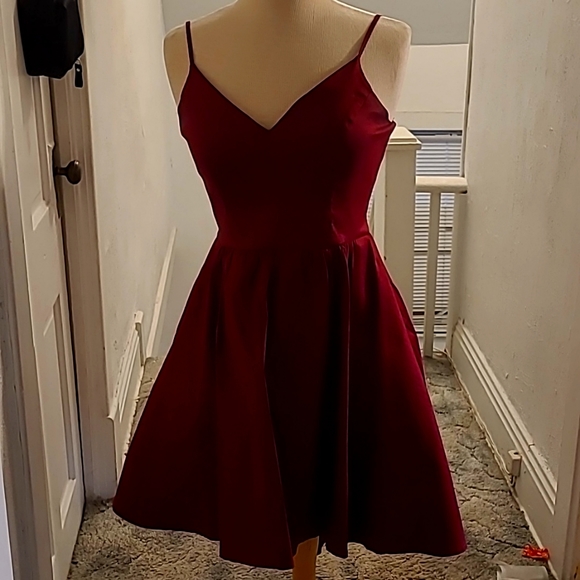b smart homecoming dresses Burgundy Cute Simple Spaghetti Straps Homecoming Dress Party Dress US0 / Custom Color main image 0